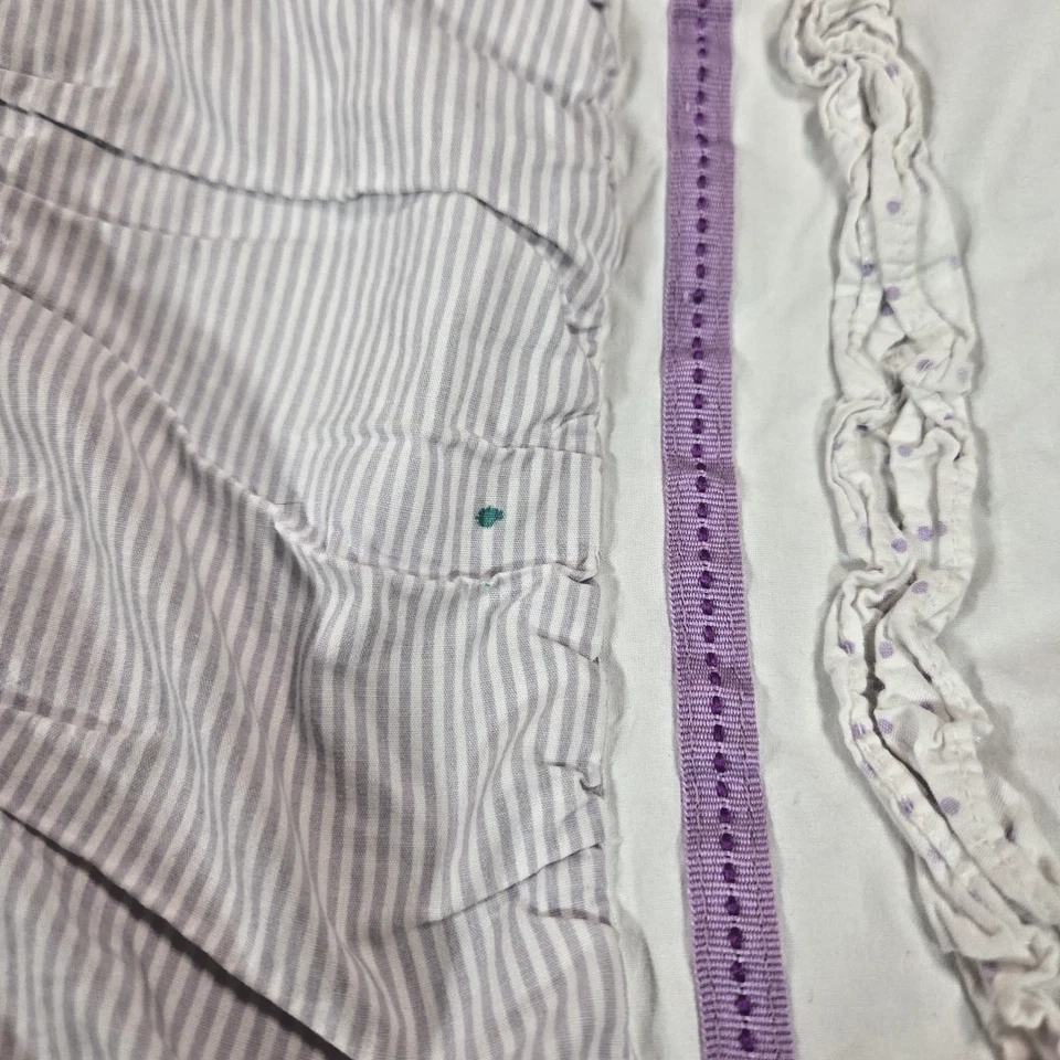 Pottery Barn Kids Full/Queen Floral Embroidered Quilt – Stripes & Flowers - Image 4 of 4