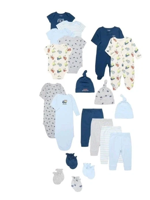 Garanimals 20 Piece Layette Set 3-6 Months 100% Cotton Vehicle Print Outfit