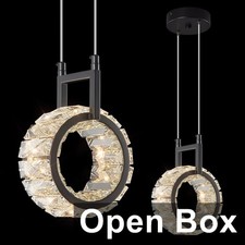 Kitchen Island Mini Light Fixture Modern Led Crystal Pendant Light Black Round