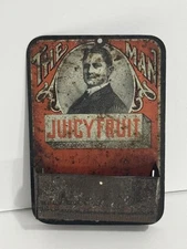 Wrigleys Juicy Fruit Gum Match Wall Safe Holder Tin Litho Advertising