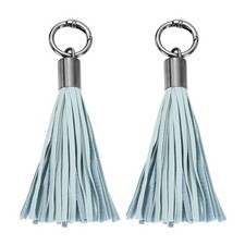2Pcs Leather Keychain Tassels Women Tassel Bag Charm Mint Green