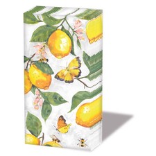 Taschent&uuml;cher bedruckt 4lagig 21x22cm 10 St&uuml;ck frische Zitronen Schmetterlinge w