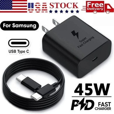 45W Type USB-C Super Fast Wall Charger+ 3ft Cable for Samsung Galaxy S23 S22 S21