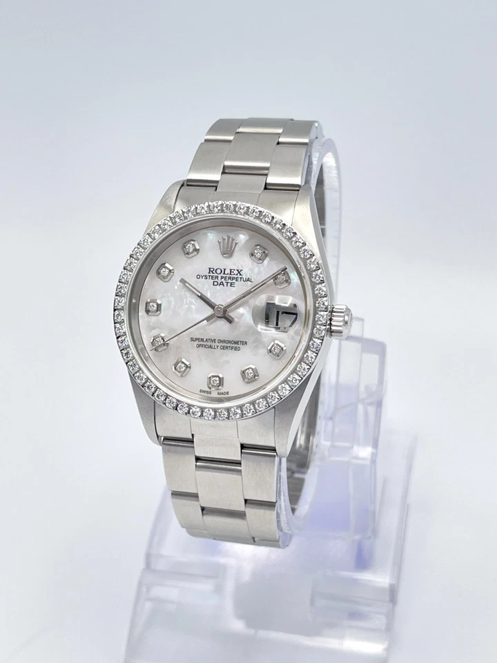 Rolex Oyster Date 34mm 15200 Pearl MOP Diamond Dial & Diamond Bezel Datejust Box - image 3 of 4
