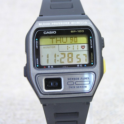 #ad Super Rare CASIO BLOOD PRESSURE MONITOR BP 120 Heartbeat Sensor Watch Black GBP 169.95
