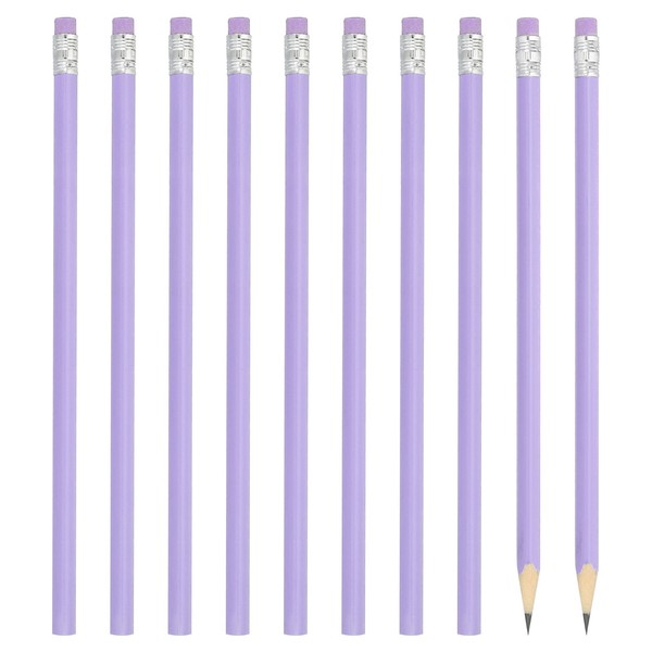 Runde Bleistifte, 24Er Pack Hb Graphit-Bleistifte Mit Radiergummi,Lila-image