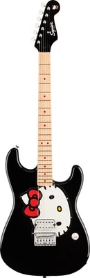Fender x Hello Kitty Stratocaster E-Gitarre black mit Gigbag, Kabel und Gurt - Bild 1 von 4