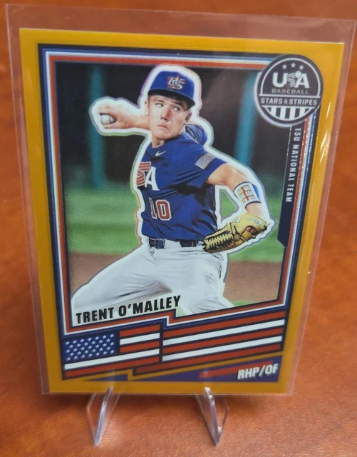 Trent O'Malley 2026 Panini Stars & Stripes Prizm USA Baseball Gold Prizm #10/10