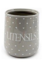 Ceramic Utensil Jar Hearts Kitchen Utensil Holder Pot and Storage Jar