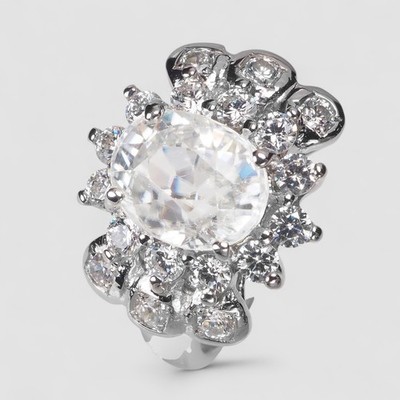 FABULOUS WHITE ZIRCON 3.70CT 925 STERLING SILVER HANDMADE JEWELRY FINE RINGS