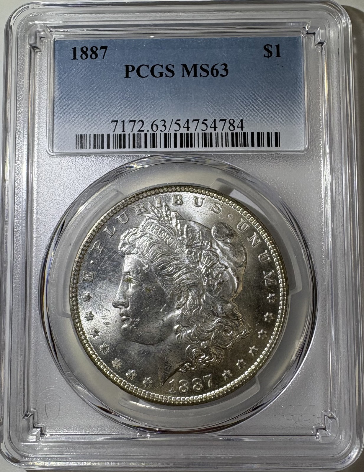 1887 $1 Morgan Silver Dollar PCGS MS63 (784)