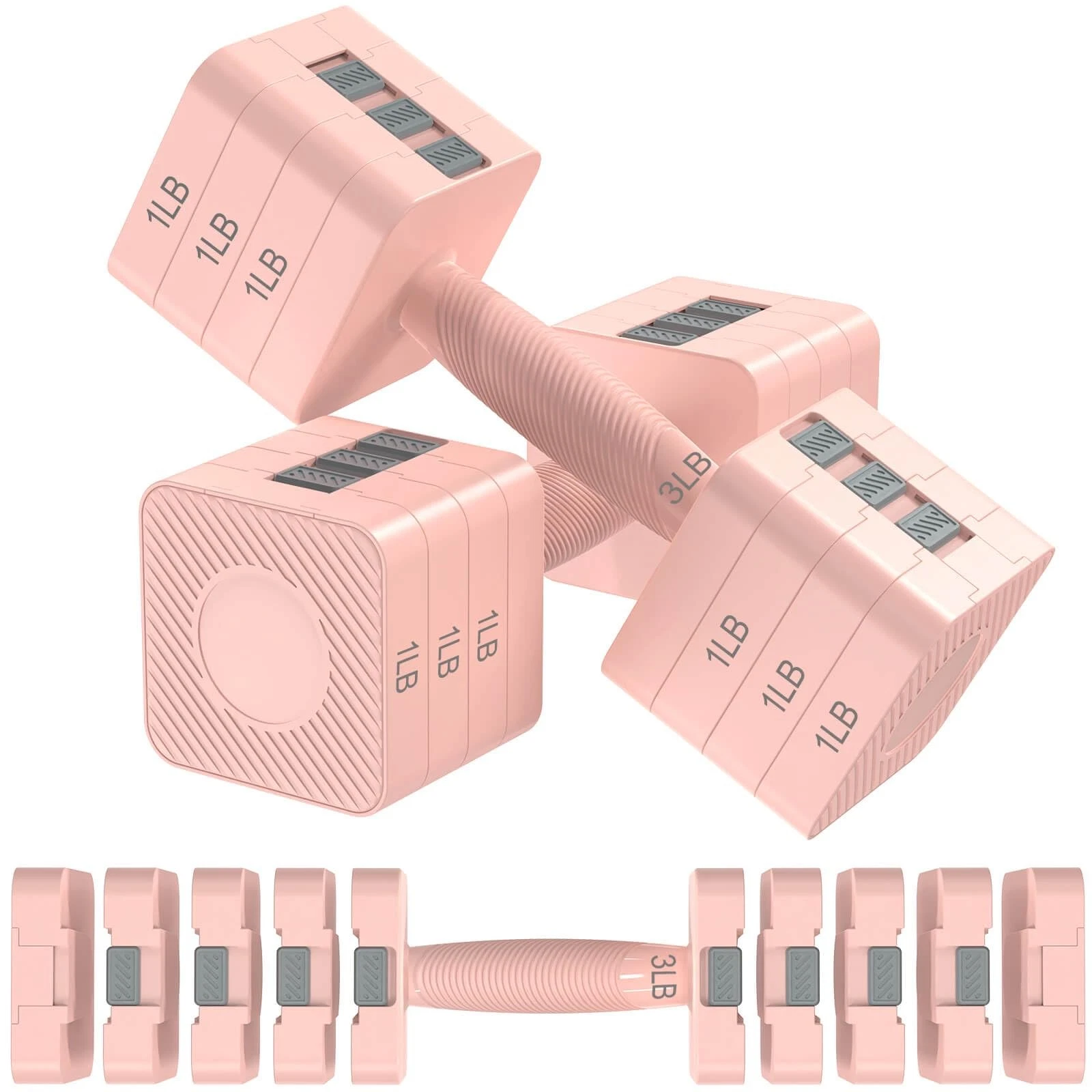 22LBS Adjustable Dumbbells Set, Hand Weights Sets with 5 Levels 3lb, 5lb, 7lb...