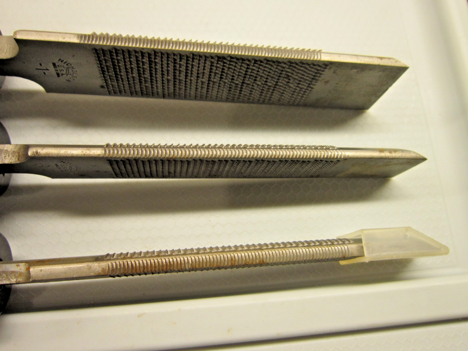 3 Vintage Nicholson USA Chisel Files 1/2 3/4 1” Rasp Wood File Combination Tools