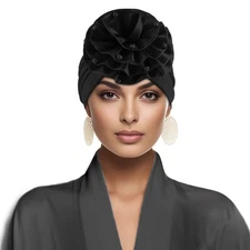 Women Hijab Wrap Headwear Flower Turban Beanies Cap Muslim Hair Loss Underscarf
