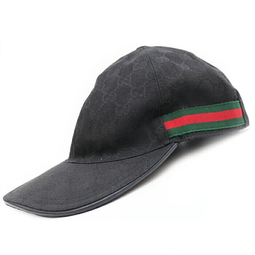 Gucci GG Logo Canvas Baseball Cap Black Hat Size M 58cm Used eBay