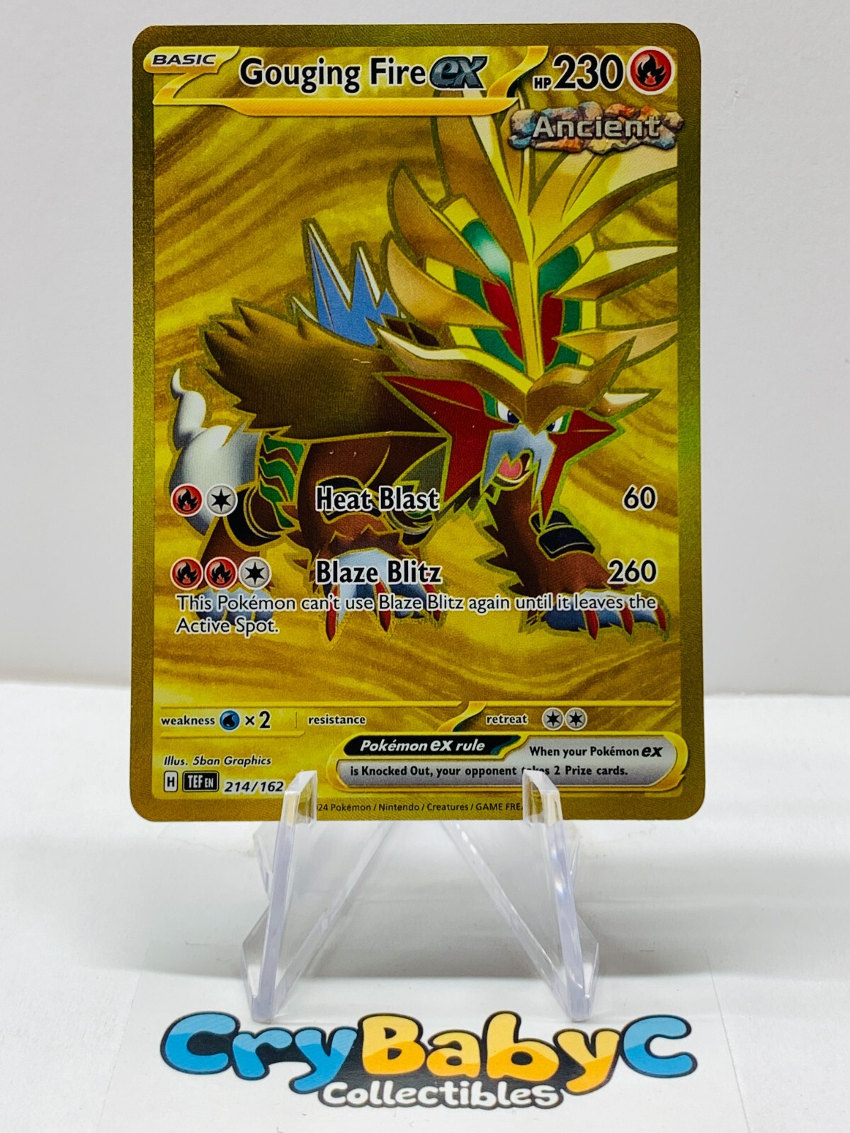 Pokemon Gouging Fire ex 214/162 Temporal Forces Scarlet & Violet Hyper Rare