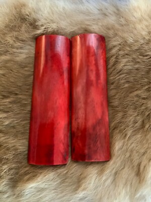 Camel Bone Knife Scales, Knife Making, 2 per Set, 5  X 1.5  X 3/8  Red (916S)