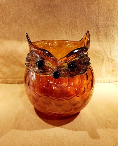 Art Glass Handblown Verre Artisanal Honeycomb Fox Vase Vintage - Picture 7 of 7