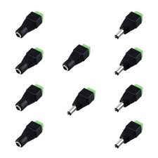 5 sets Male and Female 2.1x5.5mm 2.1mm DC Power Jack Adapter Plug Connector CCTV