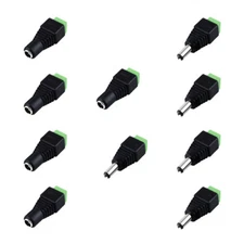 5 sets Male and Female 2.1x5.5mm 2.1mm DC Power Jack Adapter Plug Connector CCTV