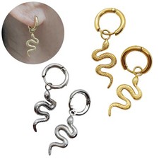 Orecchini uomo a cerchio acciaio inox con serpente argento cerchietto donna oro