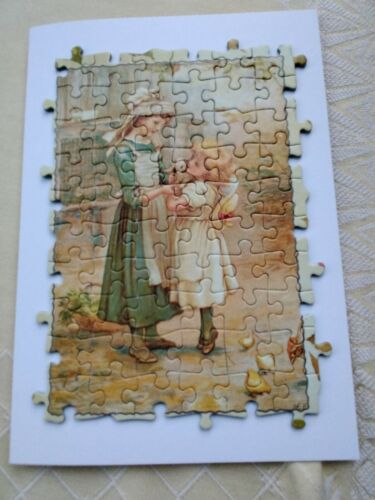  Jigsaw Puzzle Birthday,greeting Card. Vintage girls  - Picture 1 of 1