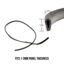 UNIVERSAL BLACK RUBBER EDGE EDGING TRIM PANEL SEAL 1-2MM / 1M LENGTH
