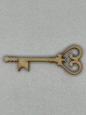 Custom Laser Cut Unfinished Heart Key Shape Wood Craft Cutout