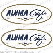 Fits Alumacraft Boat Logo Decals - Vintage (Blue / Gold)