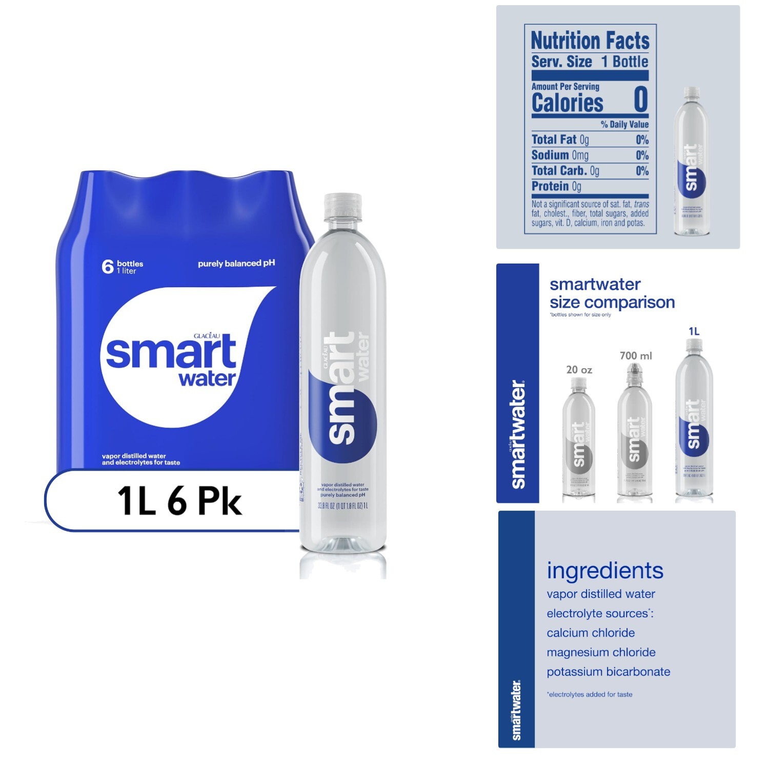 Portable 6-Pack 33.8oz Electrolyte Water Bottles for Hydration On the Go