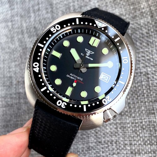 20ATM Diver 44mm Japan NH35 Tandorio Sapphire Glass Black Dial Brushed Men Watch - Picture 19 of 23