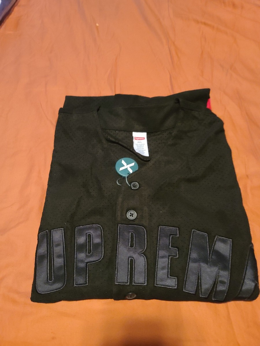 Supreme Ultrasuede Mesh Baseball Jersey Top Black Size 2XL Supreme Ultrasuede Mesh Baseball Jersey Top Black Size 2XL