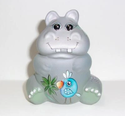 Fenton Glass Crystal Whimsey Bird Hippo Figurine Ltd Ed #17/26 by Kim Barley - Image 1 of 4
