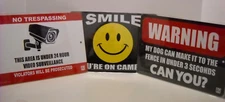 Home Business Security Metal Signs Smile Dog Fence Video Surveillance 3pcs lot3
