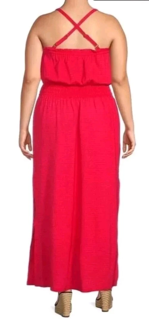 *MICHAEL MICHAEL KORS Abito donna 3X anello geranio maxi tubino spacco laterale nuovo