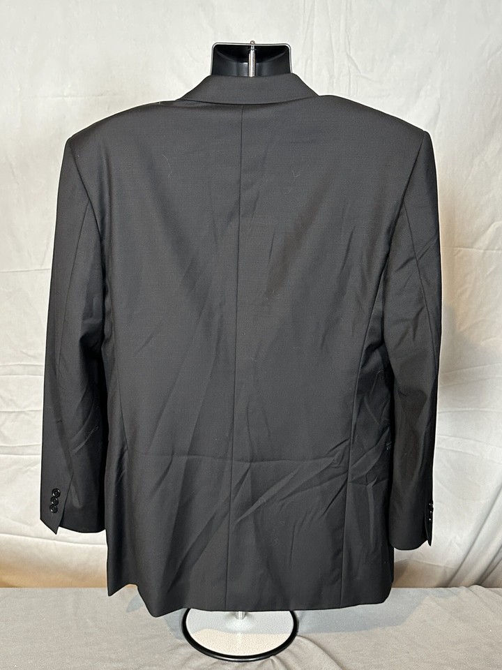 DONNA KARAN Mens 42R Black 100 Italian Wool Sport Coat Blazer Suit