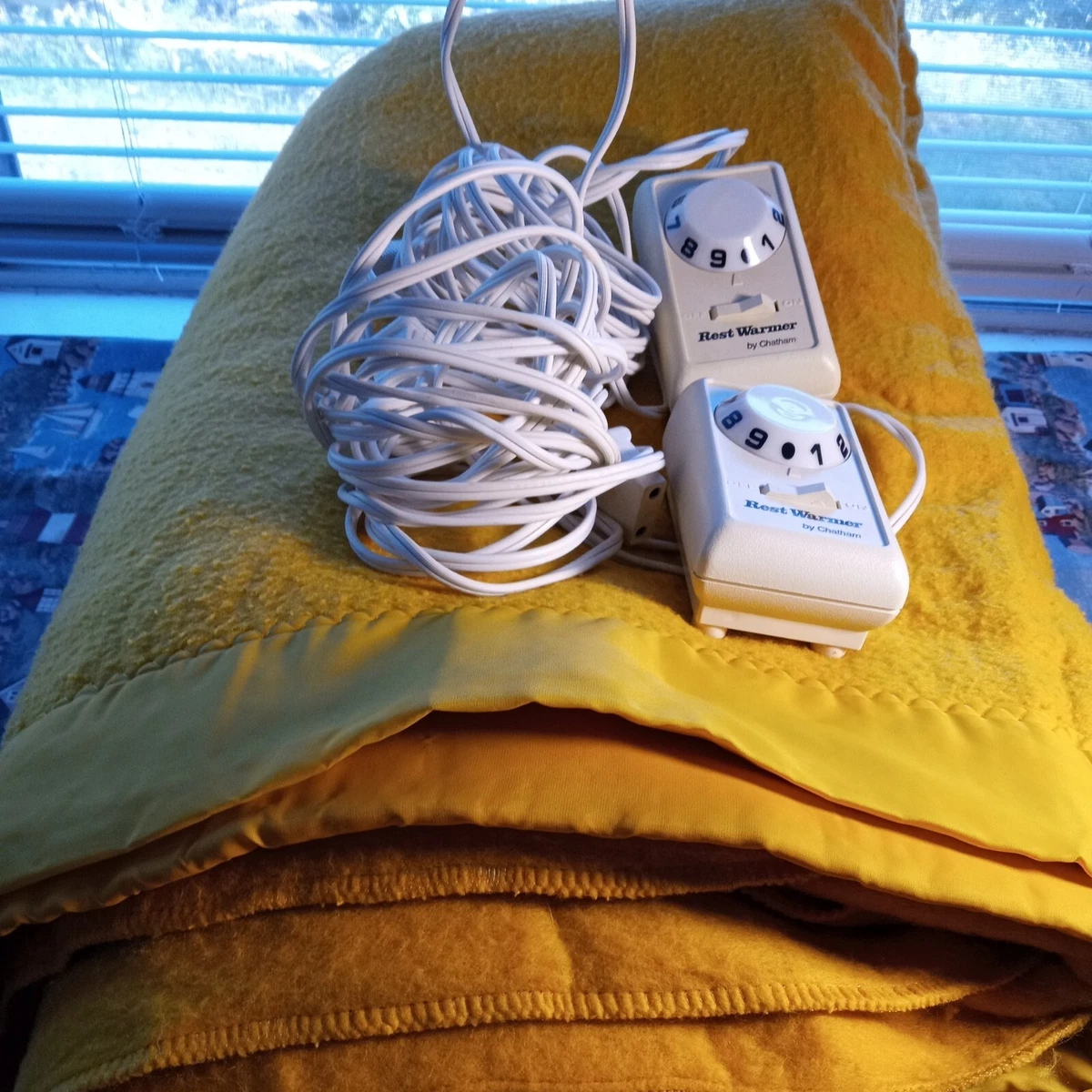 Vintage Mustard Electric Blanket Queen 101u0026#034;X90u0026#034; satin trim | eBay