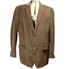 Chaps Men's Cotton Corduroy Blazer Sport Coat Lined 2-Button Front Brown 46L
