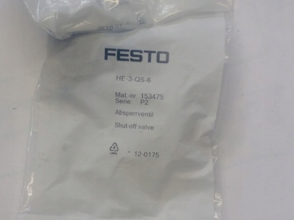 1PC FESTO HE-3-QS-6 153475 globe valve HE3QS6 New