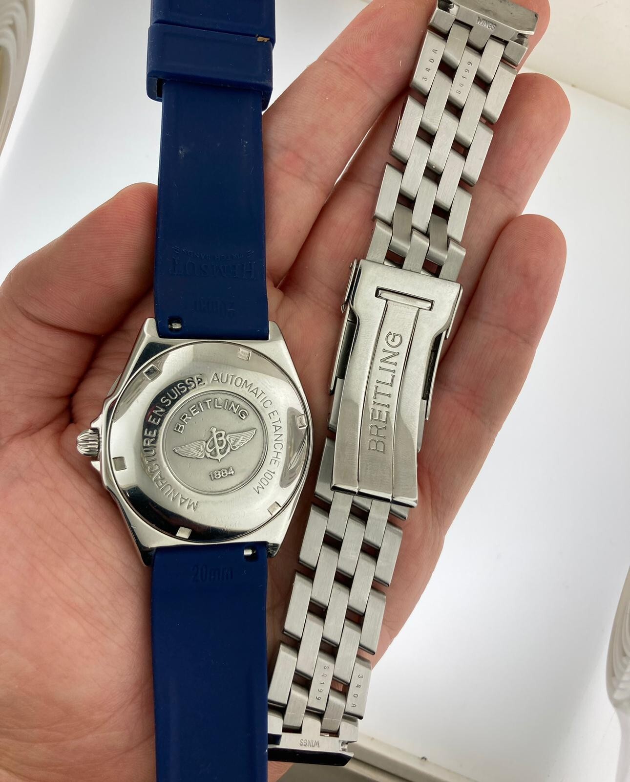 Breitling Automatic 38mm A10050 Custom Baguette Sapphires Wings 