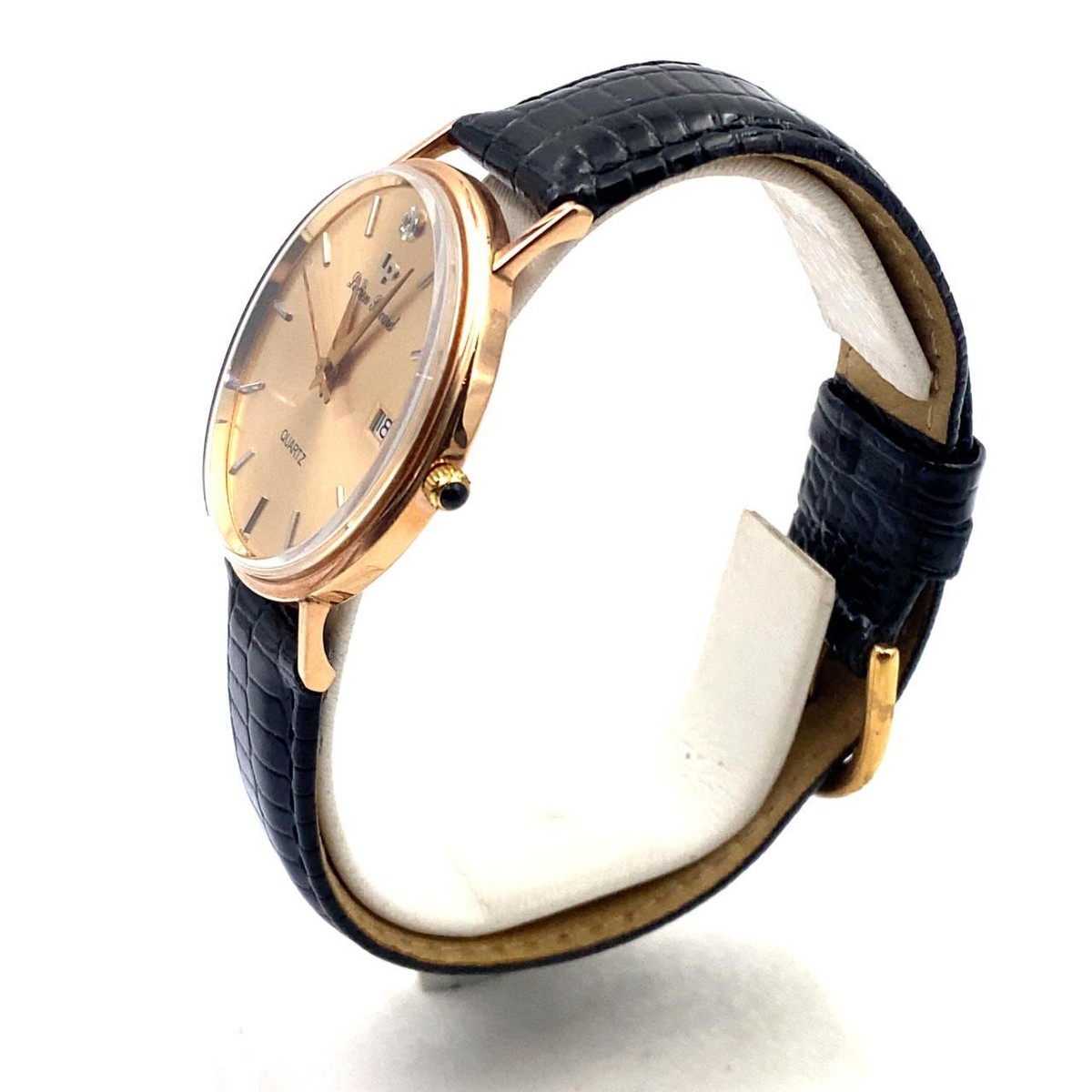 LUCIEN PICCARD ROSEGOLD SAPPHIRE ROMAN NUMERAL PINK FACE PANTHER LINK WATCH E LUCIEN PICCARD Art Deco Ladies main image 2