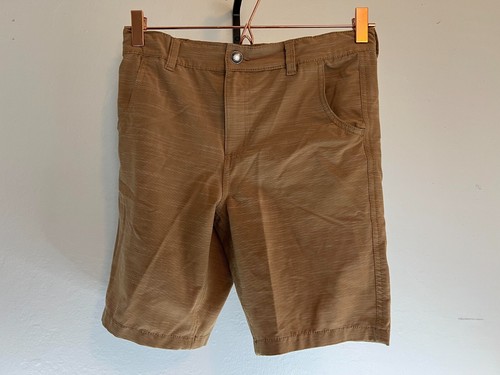 Sonoma Flexwear Tech Shorts Boys Size 8 Husky Khaki Tan w/ Light Stripes Stretch - Picture 1 of 9