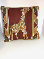 African Safari Giraffe Throw Pillow With Animal Prints 17x17