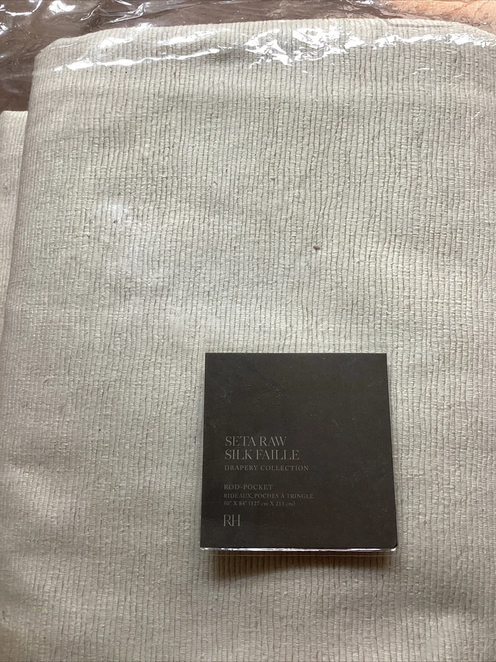 NEW Restoration Hardware Seta Raw Silk Faille Drapery RP 50"W x 84” Natural - Image 2 of 2