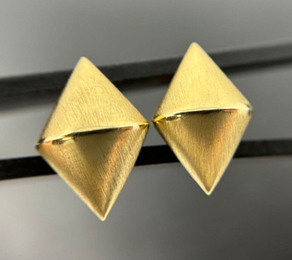 Ohrringe Ohrstecker Gold 14K/585 goldene Raute 1,5cm matt gebürstet