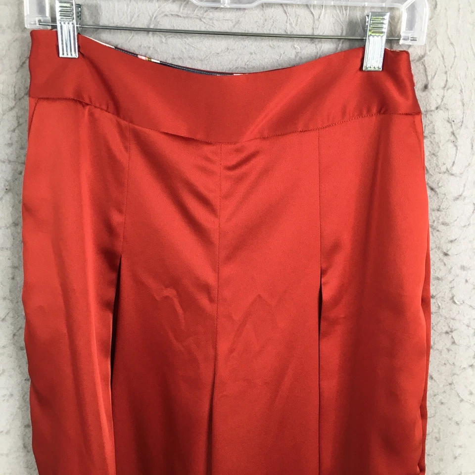 Ted Baker Pants Womens 4 Orange Shiny Wide Leg Gauchos Flowy Artsy Culotte - Image 3 of 4