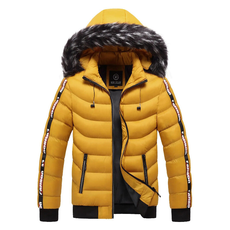 Men's Winter Hooded Parka with Fur Collar & Fleece Lining