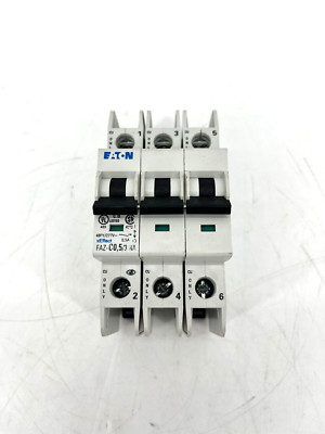 New Eaton Moeller FAZ-C0.5/3-NA Miniature Circuit Breaker 0.5A 277V/480Y 3P