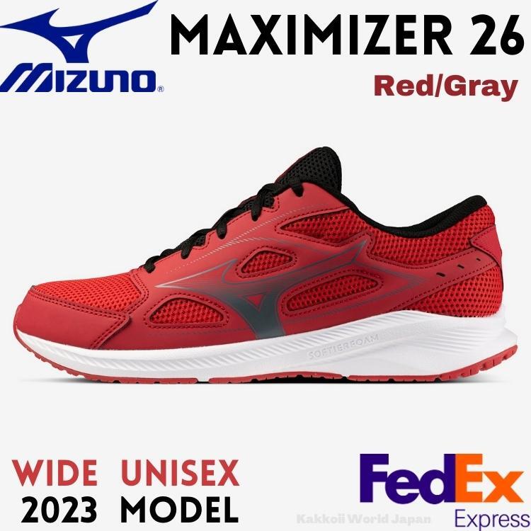 Mizuno Running Shoes Maximizer 26  Red/Gray K1GA2400 05 WIDE 2023 NEW-image
