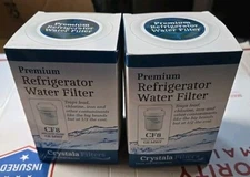 Qty 2 Crystala Refrigerator Water Filters CF8 Replaces GE MWF New In Box